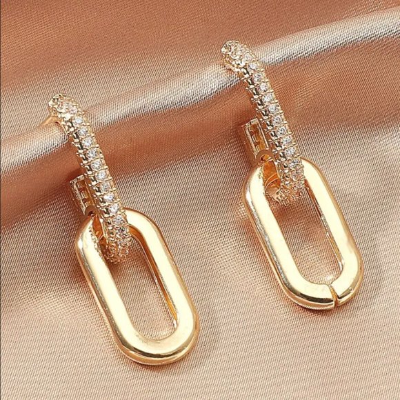 14K Gold 2ct Diamond Hanging 2 Link Womens Earrings Links Ladies 2 ct Jewelry 14